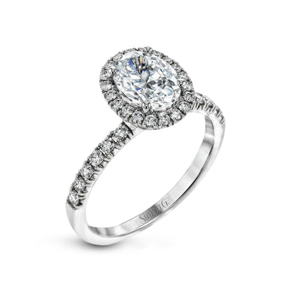 Oval-cut Halo Engagement Ring & Matching Wedding Band in 18K Gold with Diamonds