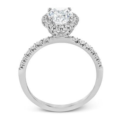Oval-cut Halo Engagement Ring & Matching Wedding Band in 18K Gold with Diamonds