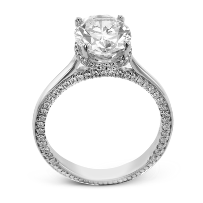 Oval-cut Hidden Halo Engagement Ring in 18k Gold with Diamonds