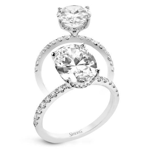 Oval - cut Hidden Halo Engagement Ring in 18k Gold with Diamonds - Simon G. Jewelry