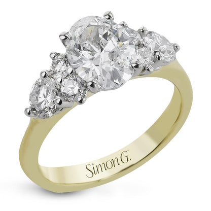 Oval - Cut Three - Stone Engagement Ring In 18k Gold With Diamonds - Simon G. Jewelry