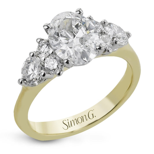 Oval - Cut Three - Stone Engagement Ring In 18k Gold With Diamonds - Simon G. Jewelry