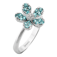 Paraiba Tourmaline Flower Fashion Ring in 18k Gold with Diamonds - Simon G. Jewelry
