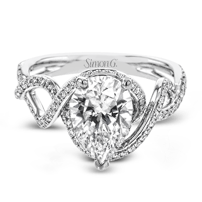 Pear-Cut Criss-Cross Engagement Ring In 18k Gold With Diamonds