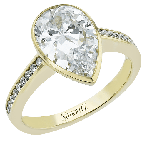 Pear-cut Engagement Ring in 18k Gold with Diamonds – Gold and Gems Fine ...