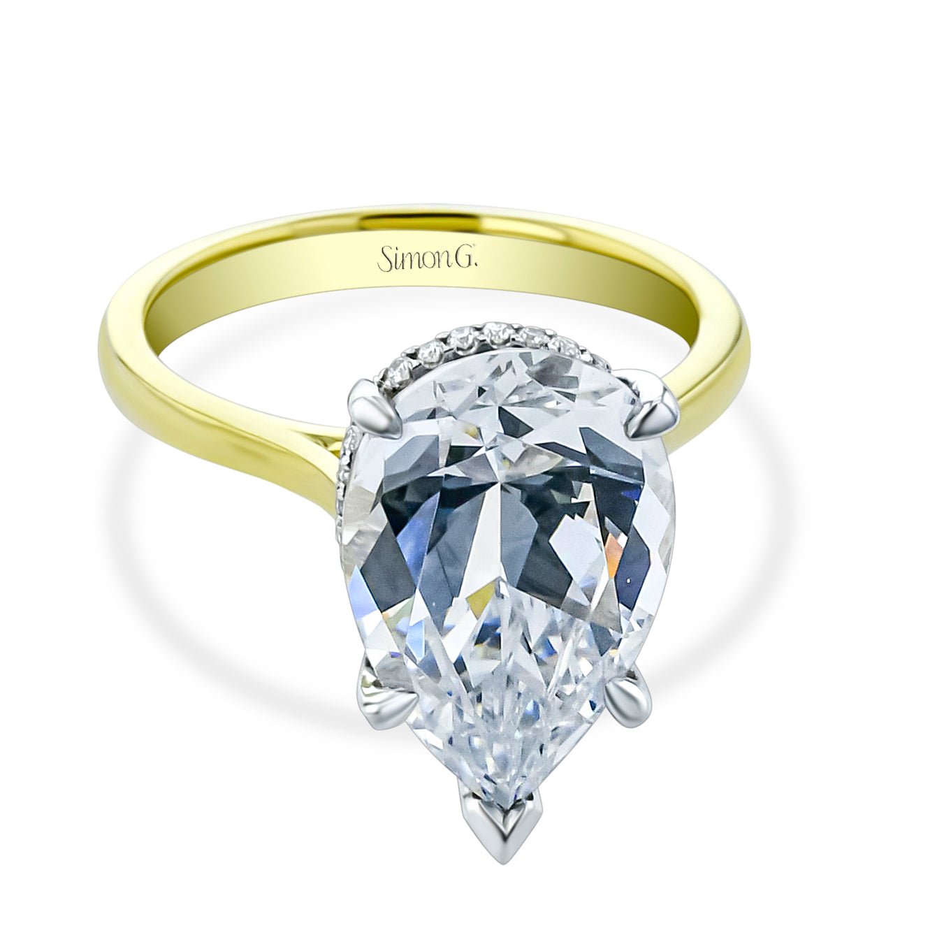 Pear-cut Hidden Halo Engagement Ring in 18k Gold with Diamonds – Gold ...