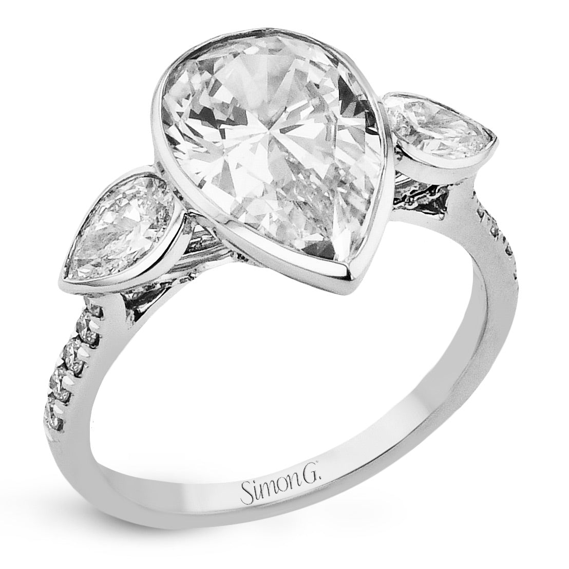 Pear-cut Three-stone Engagement Ring in 18k Gold with Diamonds – Gold ...