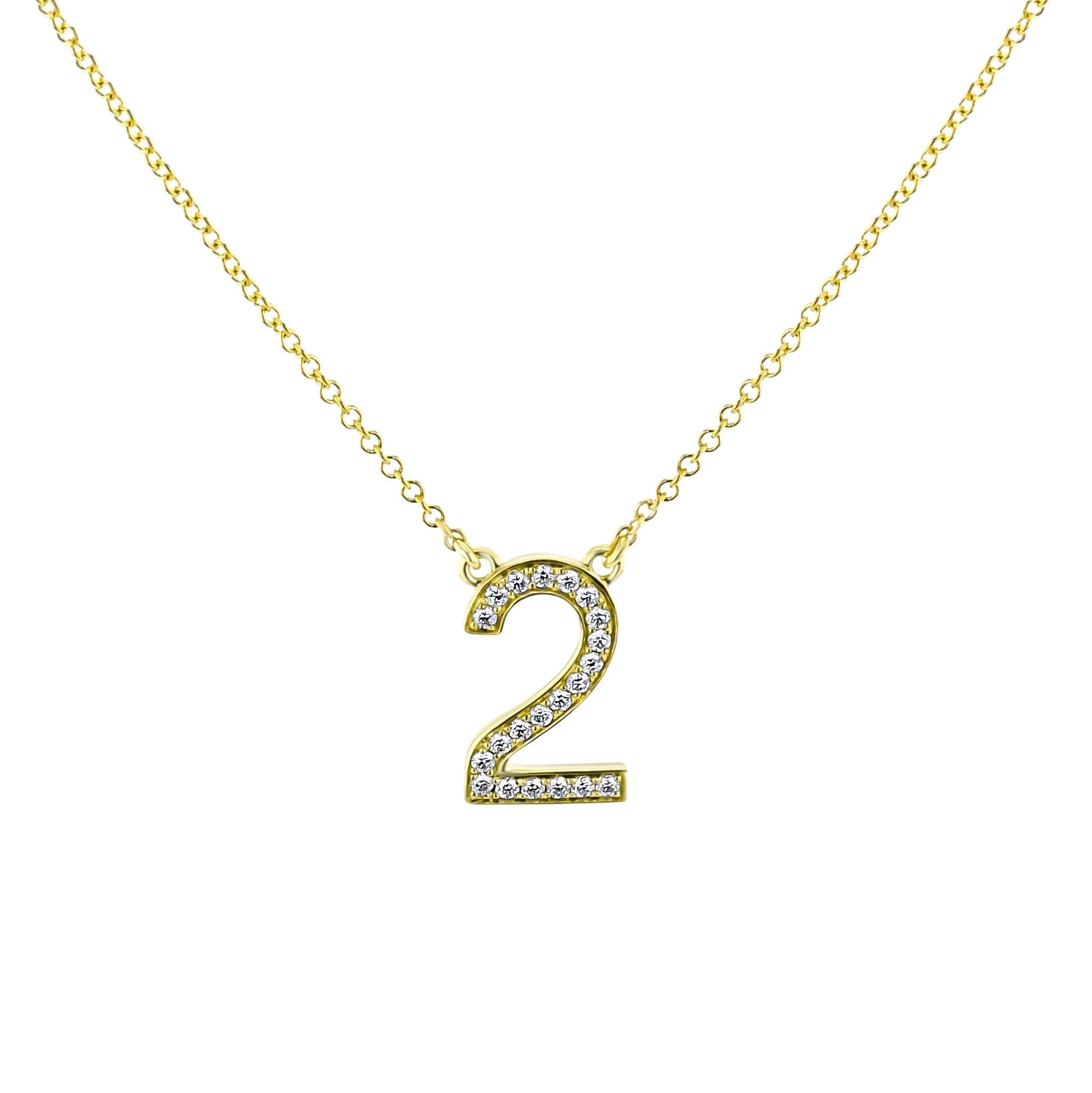 Personalized Number Pendant Necklace in 18k Gold with Diamonds - Simon G. Jewelry