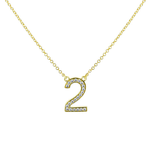 Personalized Number Pendant Necklace in 18k Gold with Diamonds - Simon G. Jewelry