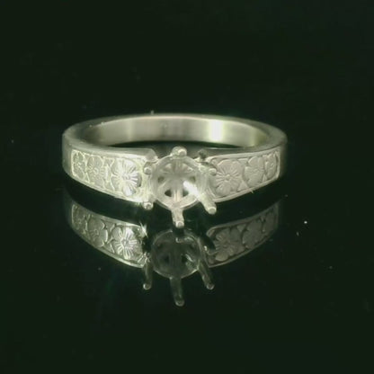Elegant Floral Silver Ring
