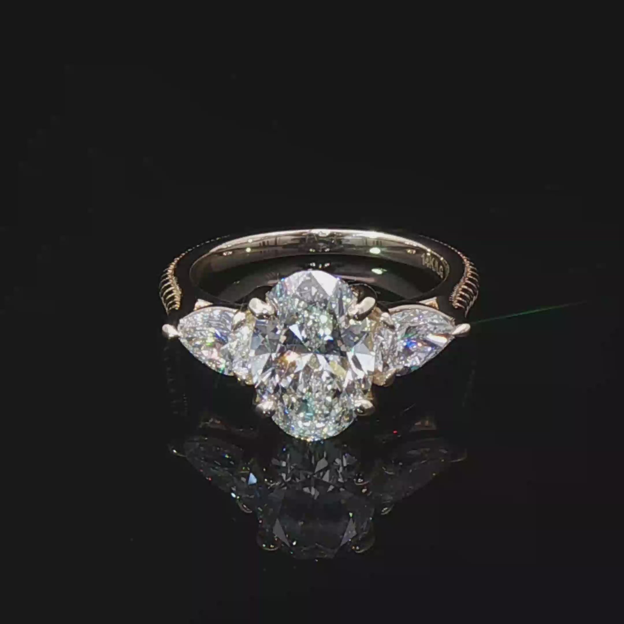 “The First Lady” - Oval and Pear Shape Diamond Engagement Ring in 14k ...