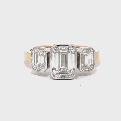 Custom Emerald Cut 3 stone Engagement Ring