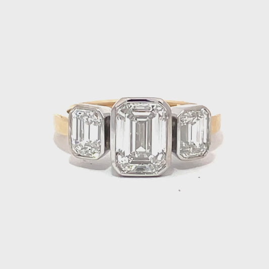 Custom Emerald Cut 3 stone Engagement Ring