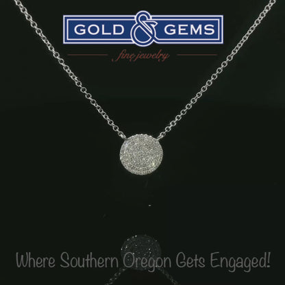 Micro Pave’ Diamond Disc Pendant / Necklace