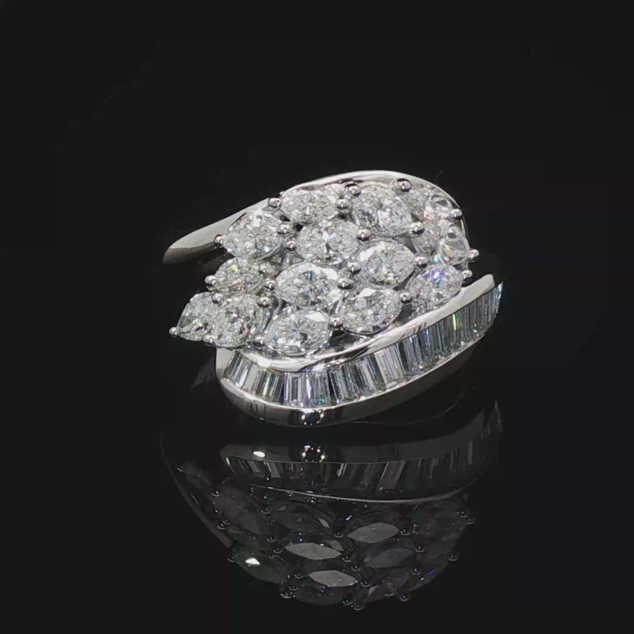 Platinum Custom Diamond Ring with Marquise and Baguette Cut Diamonds ...
