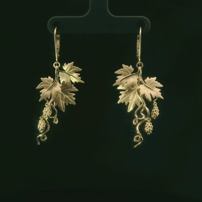 Elegant Leaf and Grape Earrings
