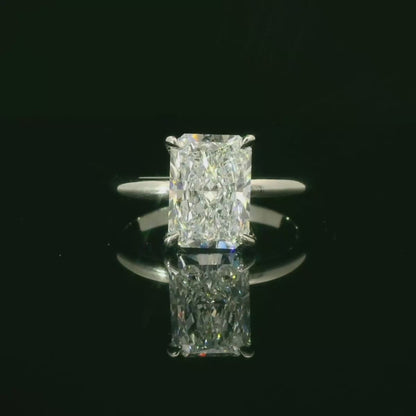 Platinum Solitaire Ring with Radiant Cut UltraFire Lab Diamond