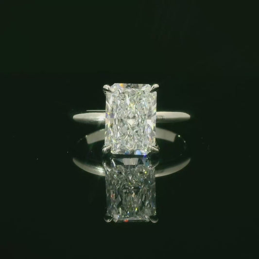 Platinum Solitaire Ring with Radiant Cut UltraFire Lab Diamond