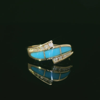 Elegant Turquoise and Diamond Ring