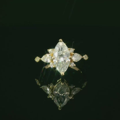 Marquise-Cut Diamond Yellow Gold Multistone Ring