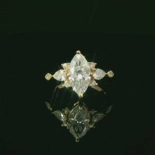 Marquise-Cut Diamond Yellow Gold Multistone Ring