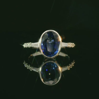 White Gold Ring with Royal Blue Sapphire Solitaire