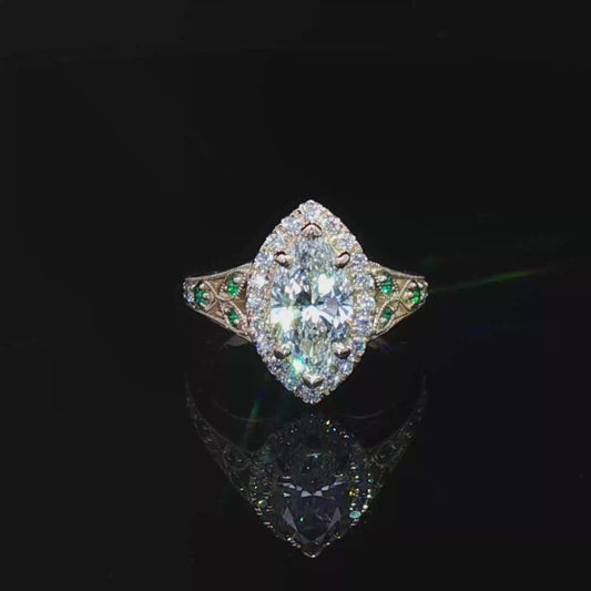 Yellow Gold Engagement Ring Marquise Cut Diamond