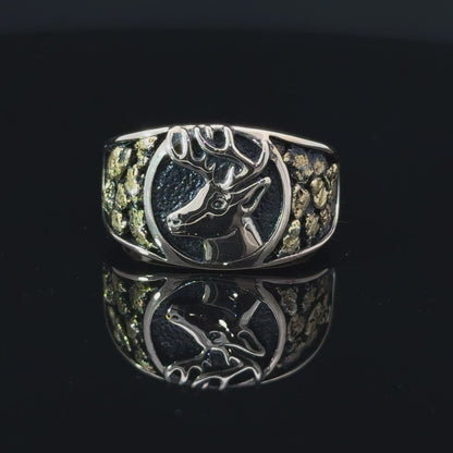 Men’s Gold Deer Ring with natural nuggets