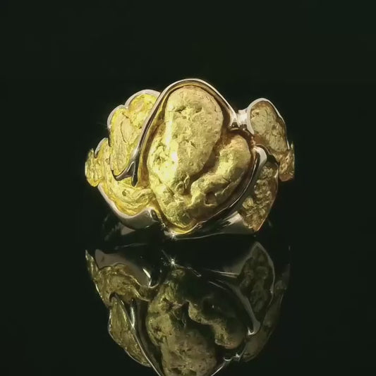 Men's Custom Gold Nugget Ring 1