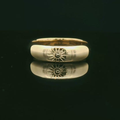 Men’s Gold Wedding Ring with Sunburst Design