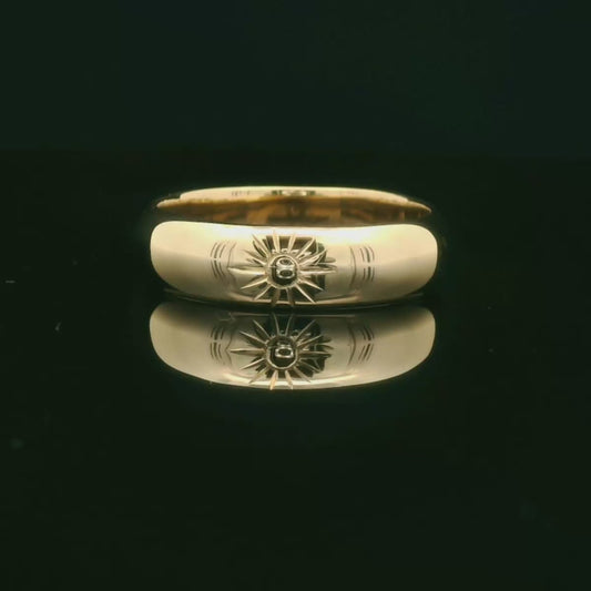 Men’s Gold Wedding Ring with Sunburst Design