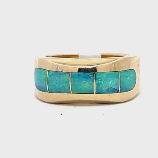 Elegant Australian Opal Inlay Ring