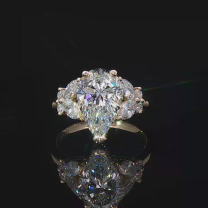 Custom Engagement Ring with Pear Diamond