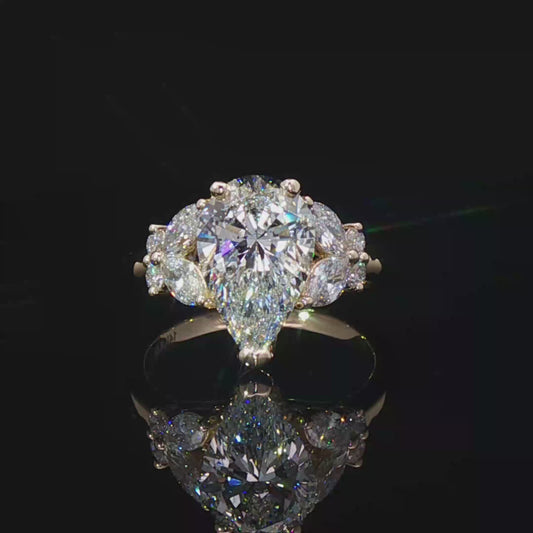 Custom Engagement Ring with Pear Diamond