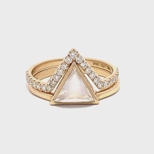 Elegant Mother of Pearl Triangle Gold Ring