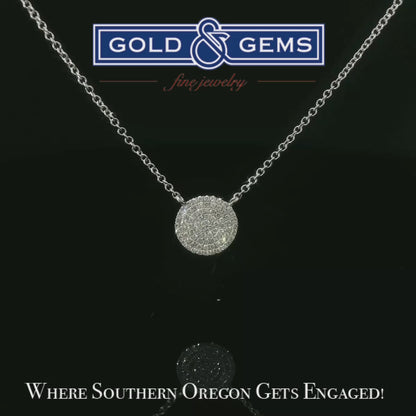 Micro Pave’ Diamond Disc Pendant / Necklace