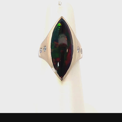 Elegant Opal Ring with Diamond Accents