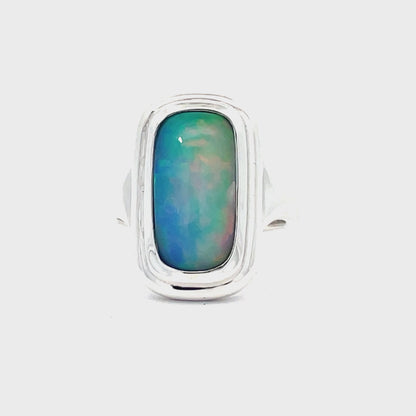 Elegant Silver Opal Ring