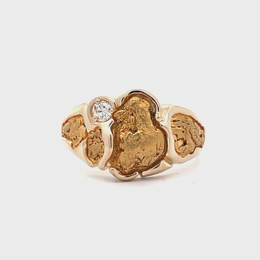 Men's Gold Nugget / diamond Ring