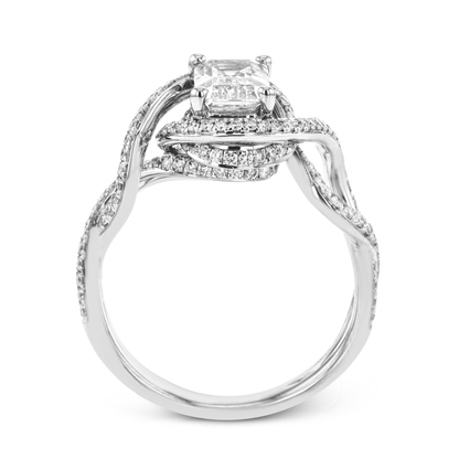 Princess-Cut Criss-Cross Engagement Ring In 18k Gold With Diamonds
