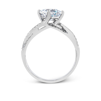 Princess-cut Criss-cross Engagement Ring & Matching Wedding Band in 18k Gold with Diamonds