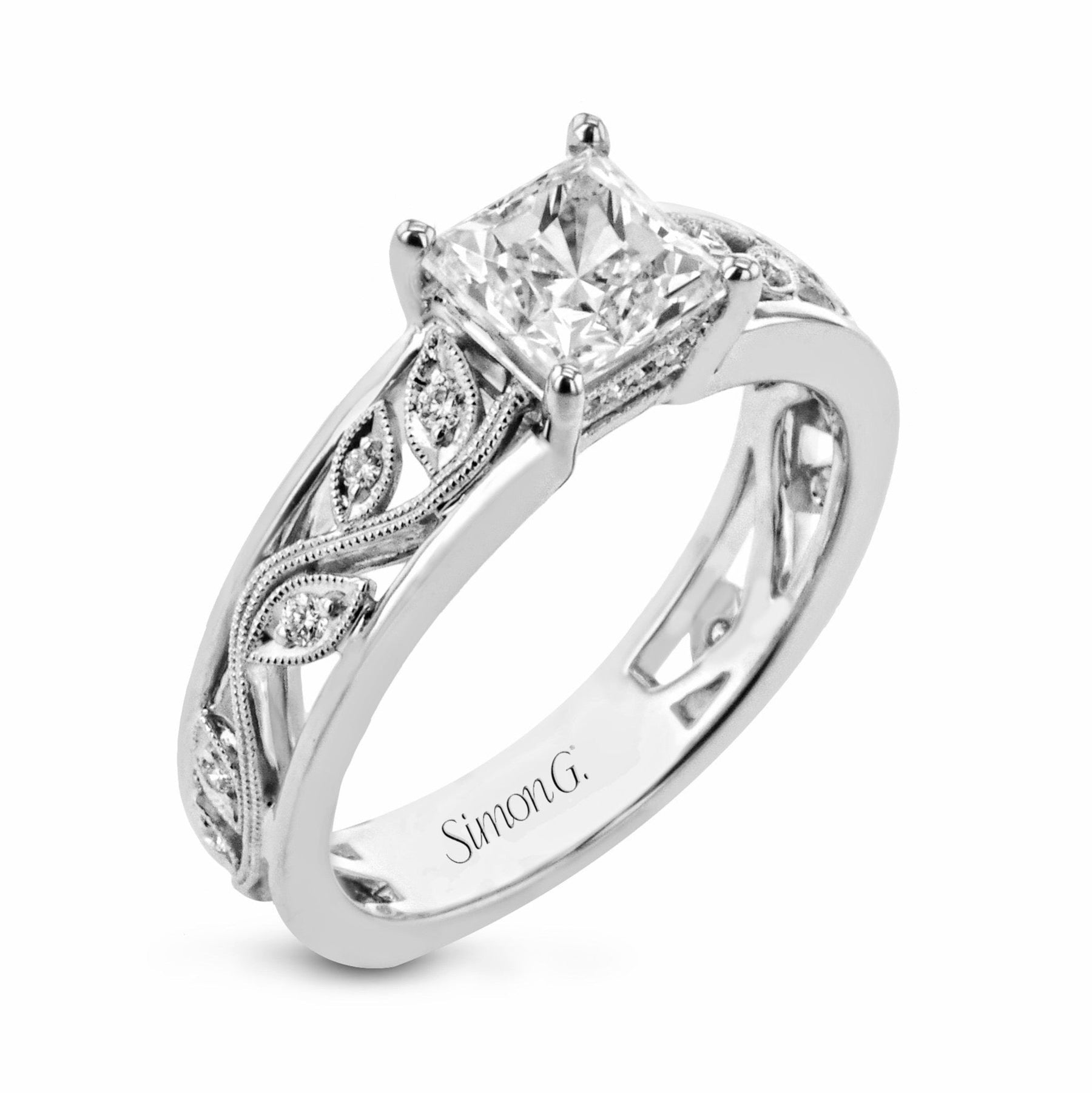 Princess - Cut Engagement Ring In 18k Gold With Diamonds - Simon G. Jewelry