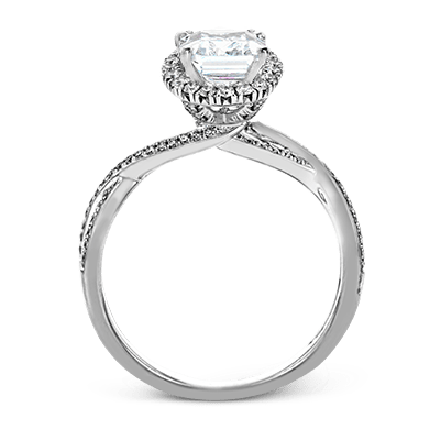 Princess-Cut Halo Criss-Cross Engagement Ring In 18k With Diamonds
