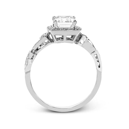 Princess-Cut Halo Engagement Ring In 18k Gold With Diamonds