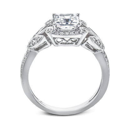Princess-Cut Halo Engagement Ring In 18k Gold With Diamonds
