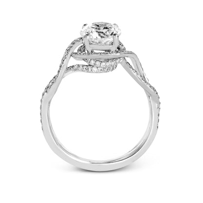 Round-Cut Criss-Cross Engagement Ring In 18k Gold With Diamonds