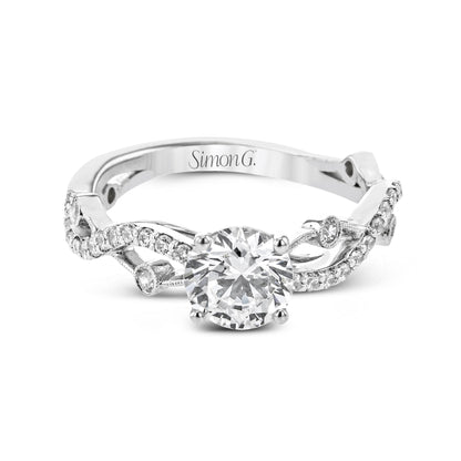 Round-Cut Criss-Cross Engagement Ring In 18k Gold With Diamonds