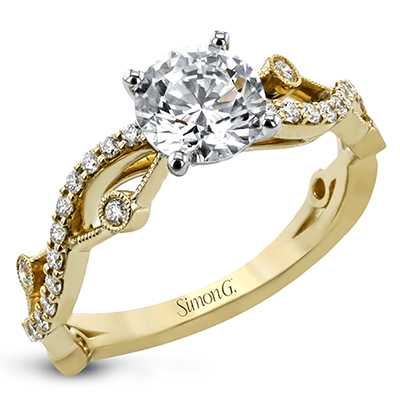 Round - Cut Criss - Cross Engagement Ring In 18k Gold With Diamonds - Simon G. Jewelry