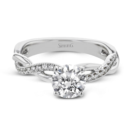 Round-Cut Criss-Cross Engagement Ring In 18k Gold With Diamonds