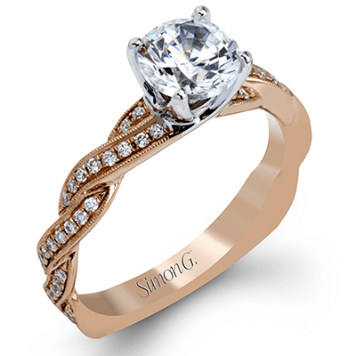ROUND-CUT CRISS-CROSS ENGAGEMENT RING IN 18K GOLD WITH DIAMONDS